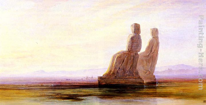 The Plain Of Thebes With Two Colossi painting - Edward Lear The Plain Of Thebes With Two Colossi art painting